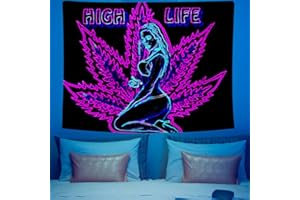 ADDWel Blacklight Tapestry for Bedroom, Tapestry Glow In The Dark, UV Reactive Black Light Posters Wall Hanging for Bedroom Dorm Living Room Backdrop Decor