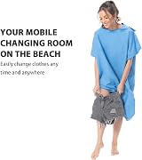 MOKANI Changing Robe Towel Poncho with Hood Blue Microfiber Quick Dry view 3