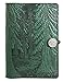 Oberon Design Genuine Leather Refillable Journal Cover with a Hardbound Blank Insert, A5 Leather Notebook Cover, 6x9 Inches, Forest, Green with a Pewter Button, Made in the USA