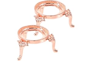 DOITOOL Rose Gold Metal Crystal Sphere Stand 2 Pcs - Small Decorative Metal Ornament Display Holders for Home Office Table Centerpiece 1.57 X 1.57 X 0.98 Inches