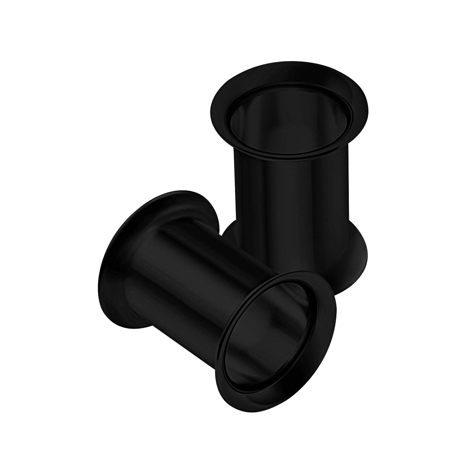 KJM FASHION 2PCS Stainless Steel Black 2g 6mm Double Flared Saddle Stretcher Ear Tunnel Gauge Plug Earring Lobe Piercing Jewellery 1844
