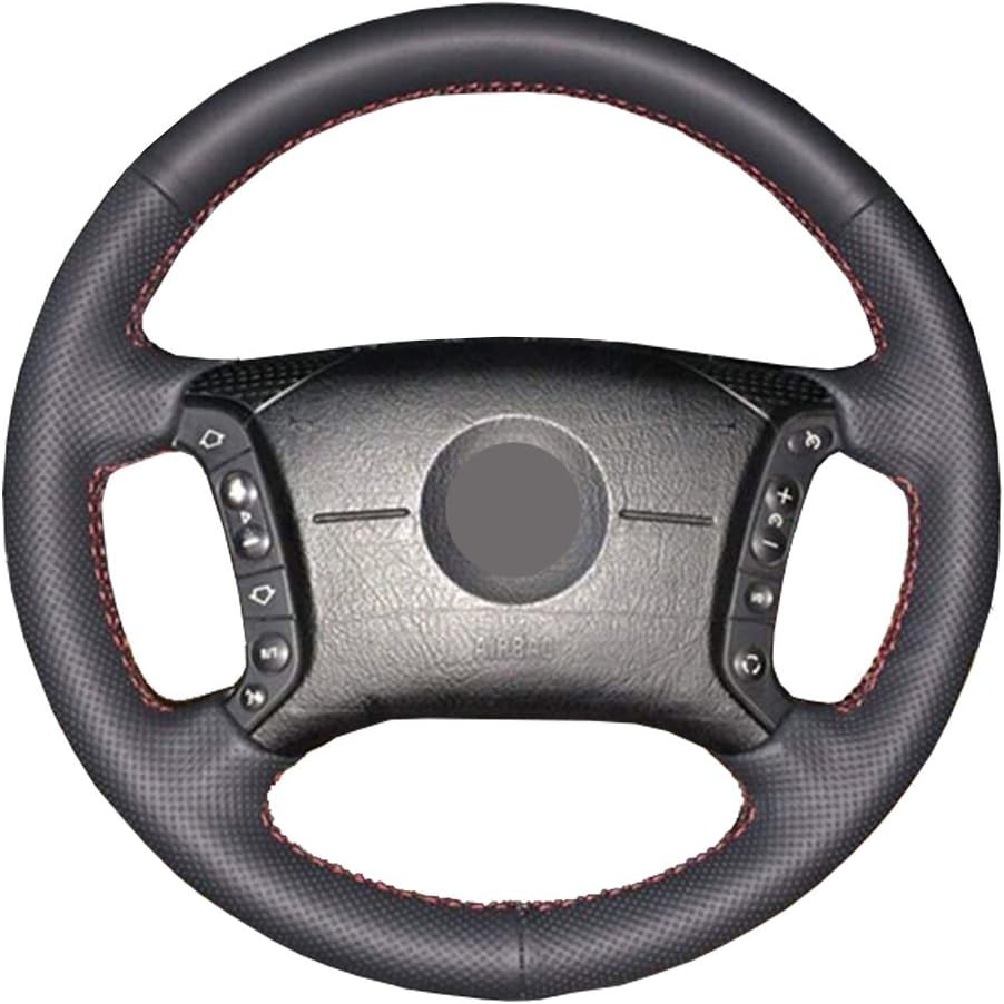 O SHI CAR Genuine Leather Steering Wheel Cover Original for BMW E46 318i 325i E39 E53 X5 Splice Customization Perforated Cowhide Covers Black