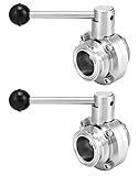 QWORK Stainless Steel Sanitary Butterfly Valve with