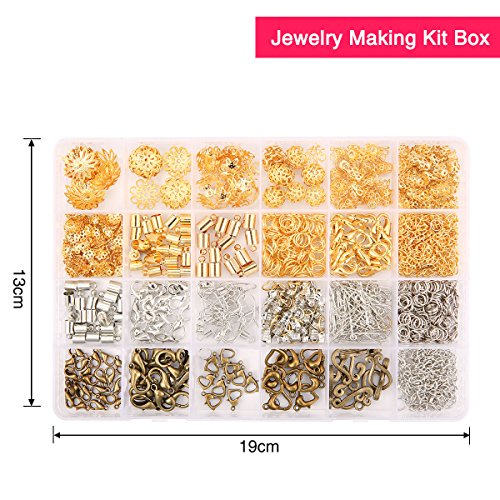 ARTISTORE Jewelry Making Kit 900 Pcs Jewelry Making Supplies Kit Jewelry Findings Kit - Jewelry Repair Tools with Accessories, Beading Wires and Threads-3 Colors, 24 Different Styles Jewelry Findings