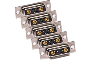 Elecbee 5PCS D sub Solder Connector 7W2 Female Straight Cable Connector