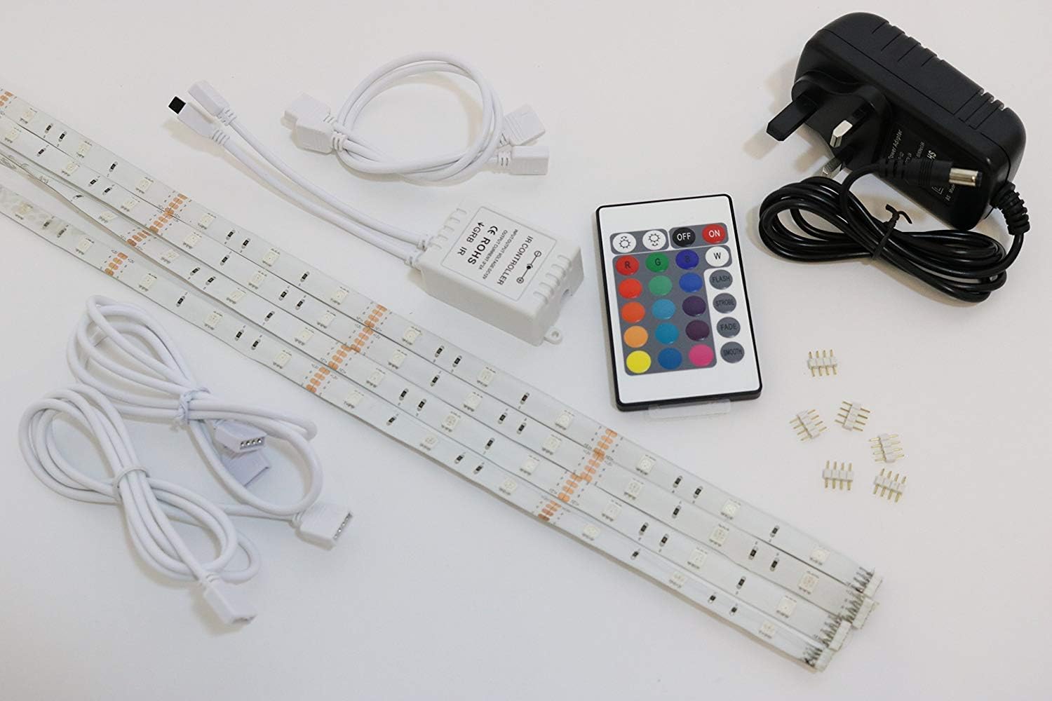 Colour Changing LED Mood Light Kit with Long Range RF Remote Control 4 x 500mm LED Strips Next Day DELIVERY