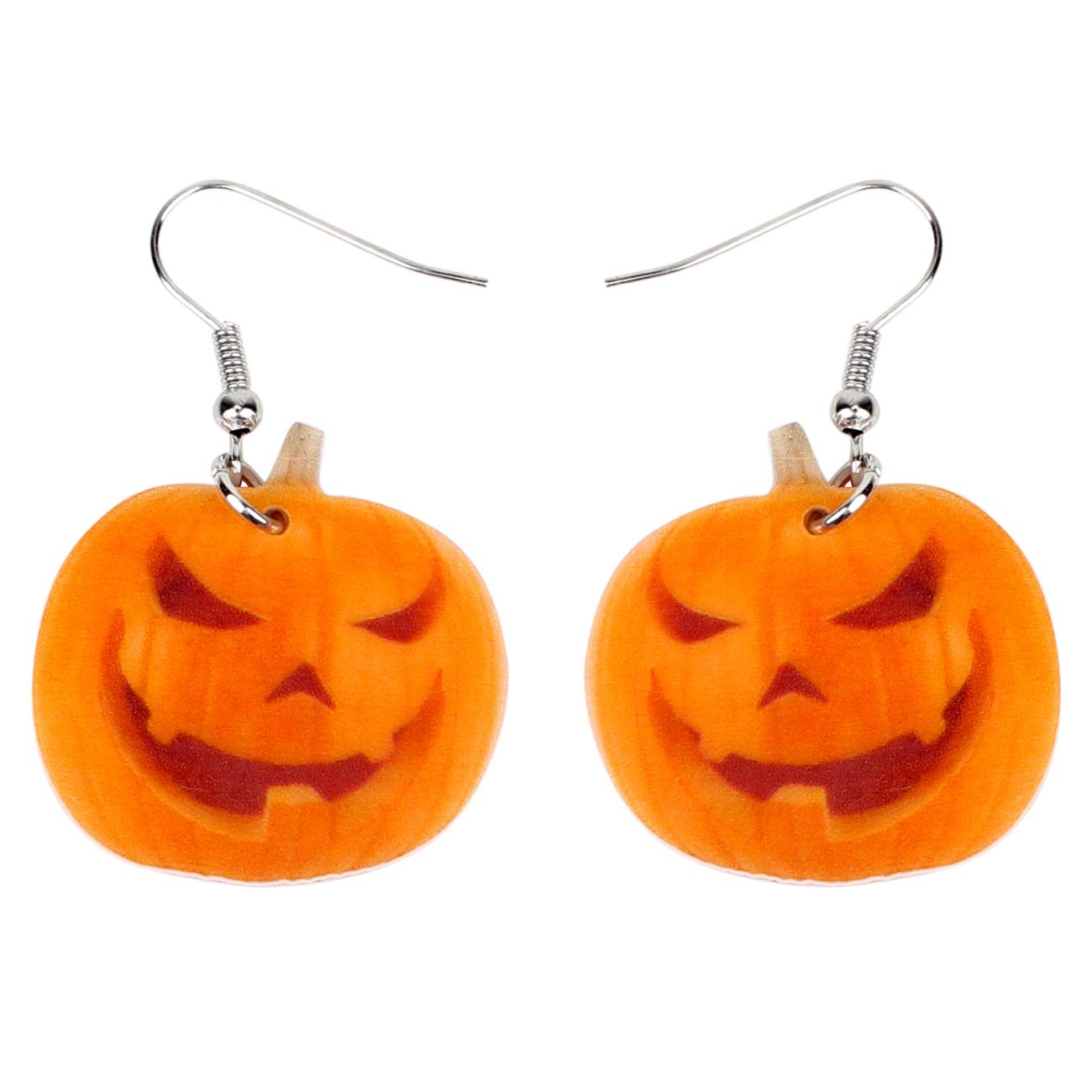 Bonsny Halloween Black Cat Pumpkin Earring Dangle Drop Fashion Jewelry For Women Girls Charms (Orange)