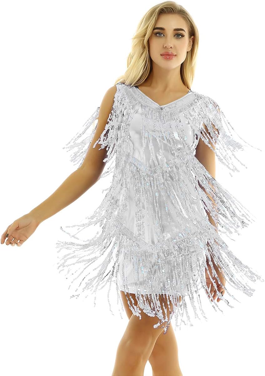 Agoky Vestido De Baile Latino Clu00e1sica Tango Con Lentejuelas Y