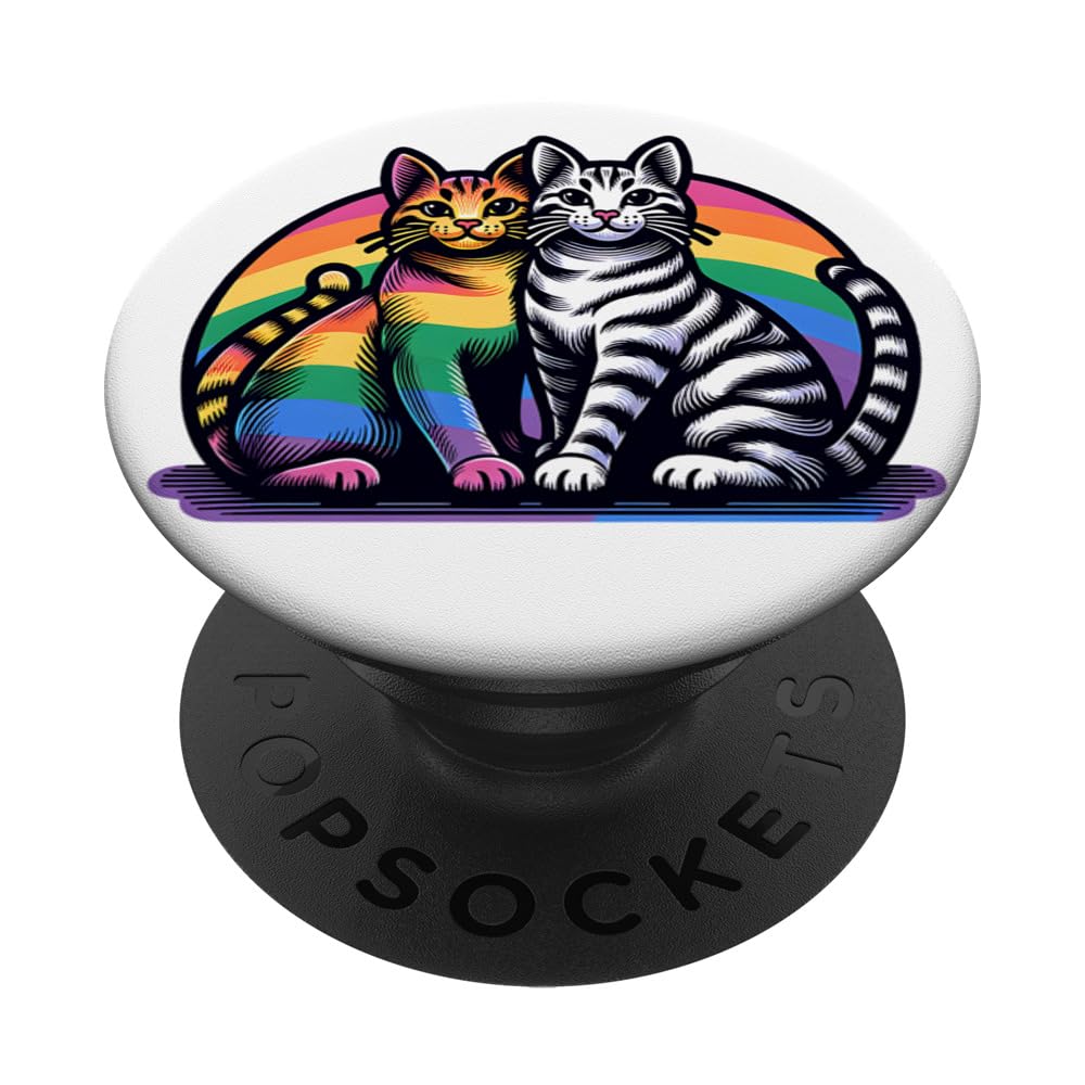 Rainbow Gay Pride Cat Lovers Pride Parade Clothes 2024 Merch PopSockets Swappable PopGrip