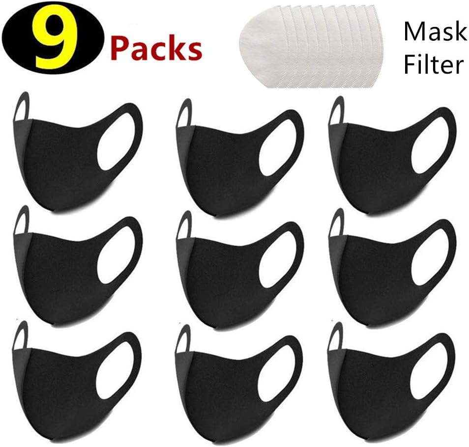 Meinice [9 Sets] Face Filters Reusable Anti Dust Unisex Mouth Filter Breathable Earloop Anti Smoke Pollution for Cycling, Running, Outdoor Sports