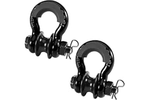 Pilida 3/4" D Ring Shackle with Upgraded Snatch Blocks,57,000 lbs(28.5 Ton) Maximum Break Strength Heavy Duty Shackles with 7/8" Screw Pin for Tow Strap Winch Off Road Vehicle Recovery,2pack Black