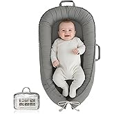 Baby Lounger - Infant Lounger for Newborn 0-24 Months, Pure Cotton Breathable Baby Nest Lounger, Newborn Essentials for Baby Boys & Girls, Portable Baby Lounger for Home and Travel