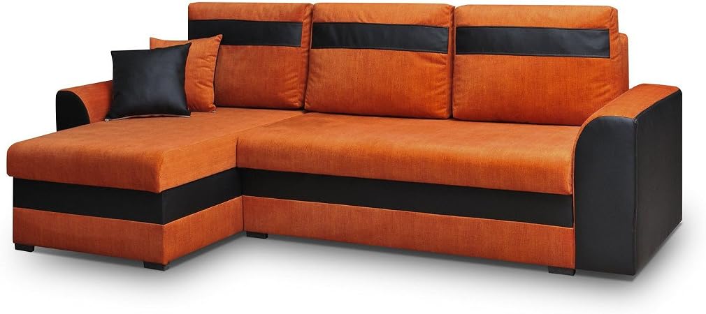 Meublo Canapé Dangle Convertibles 3 Place Tissu Simili Cuir Tommy Orange Canapé Dangle Gauche