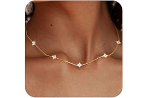 FUNEIA Dainty Silver Gold Necklaces for Women Trendy Non Tarnish 14K Gold Plated Cubic Zirconia Necklace Layered Cute Butterfly Heart Station Choker Necklace Stack for Wedding Prom Brides Jewelry