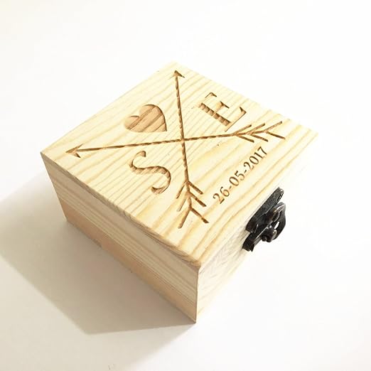 Caja para anillos de boda de madera rústica, personalizable: Amazon.es: Hogar