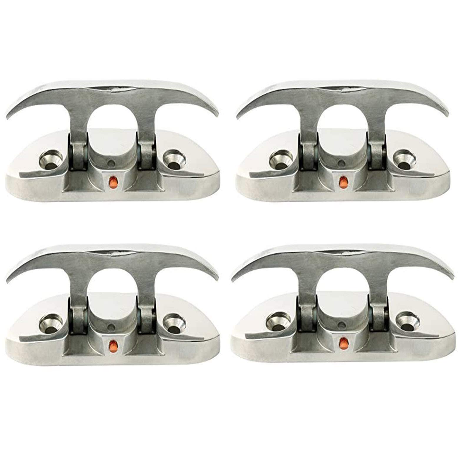 Amarine Made 4-Pack 4-1/2" Stainless Folding Cleat, Flip-up Dock Cleat