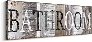 Bathroom Wall Art Decor Bathroom Sign Inspirational Motto Canvas Prints (with Solid Wood Inner Frame) (Bathroom, 6 x 17 inch)