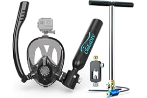 CHIKADIV Mini Scuba Tank with Sub-Mask, 0.5L Diving Tank with Full-face Mask Underwater Breath System Lung Tank DOT Certified Pony Bottle for Snorkeling