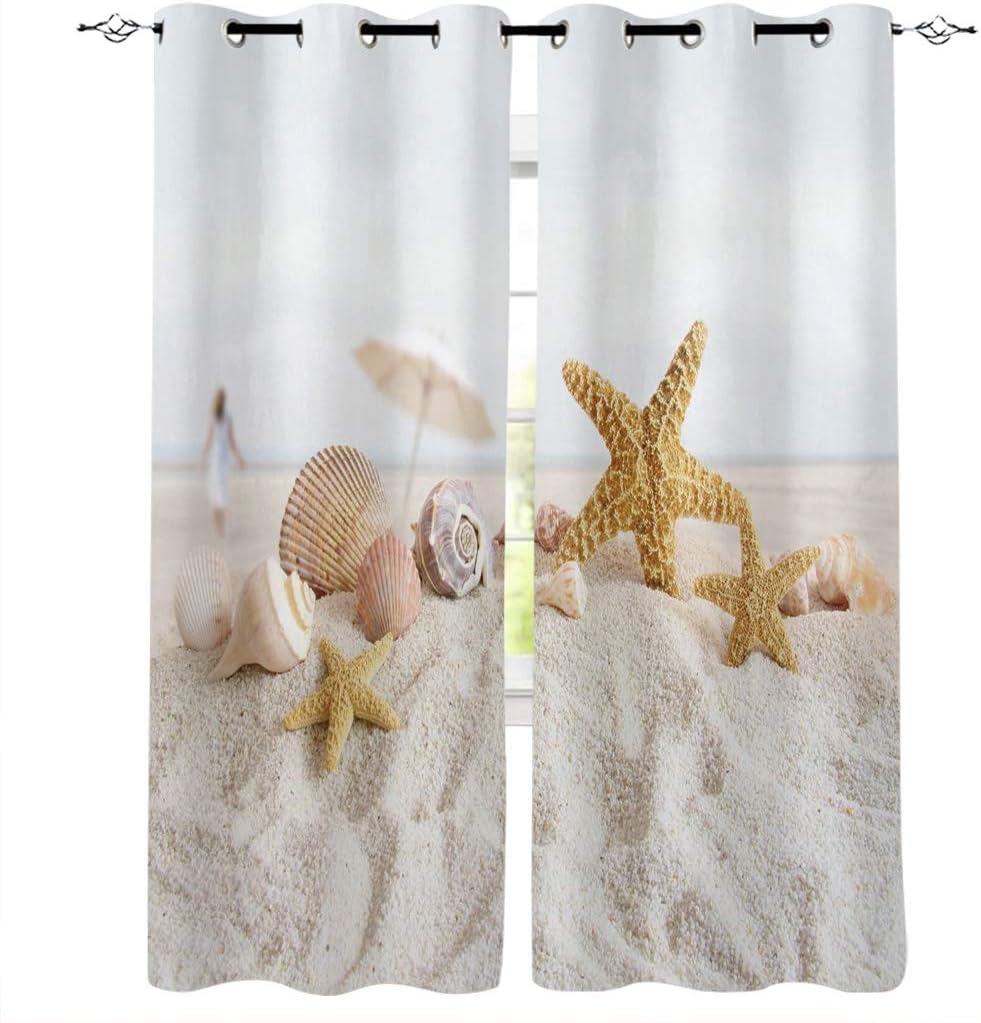 Seashells Curtains for LivingRoom 39 inches Long Printed