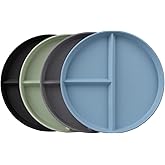 Soptalles 9 Inch Portion Control Plates Set, 4 Pcs Divided Plates for Adults, Round Bariatric Dinner Plate, Dishwasher and Microwave Safe
