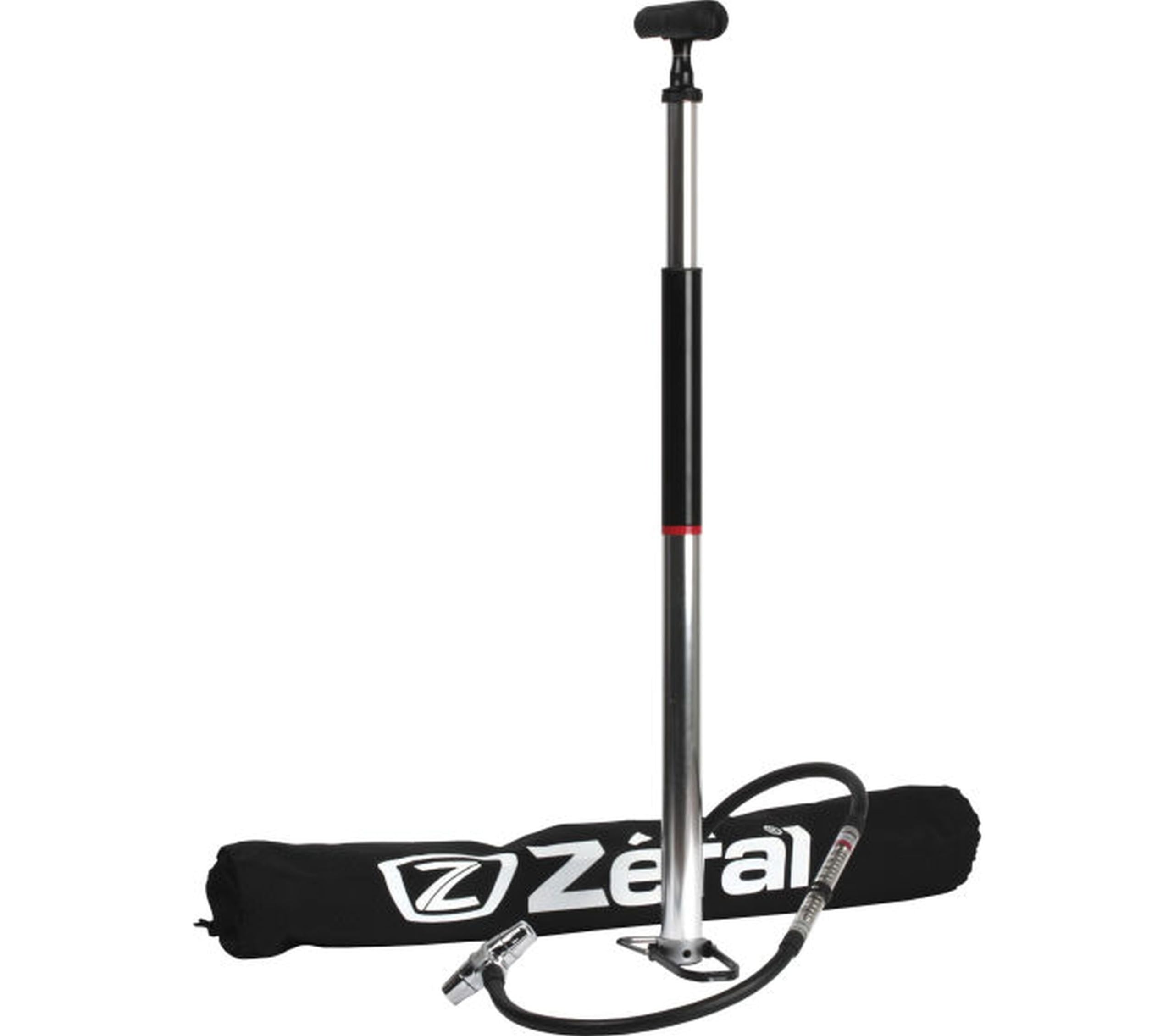 Zefal Profil Travel Aluminium Compact Floor Pump, Inline Gauge, 10 bar/145 psi, 330 g - Silver/Black