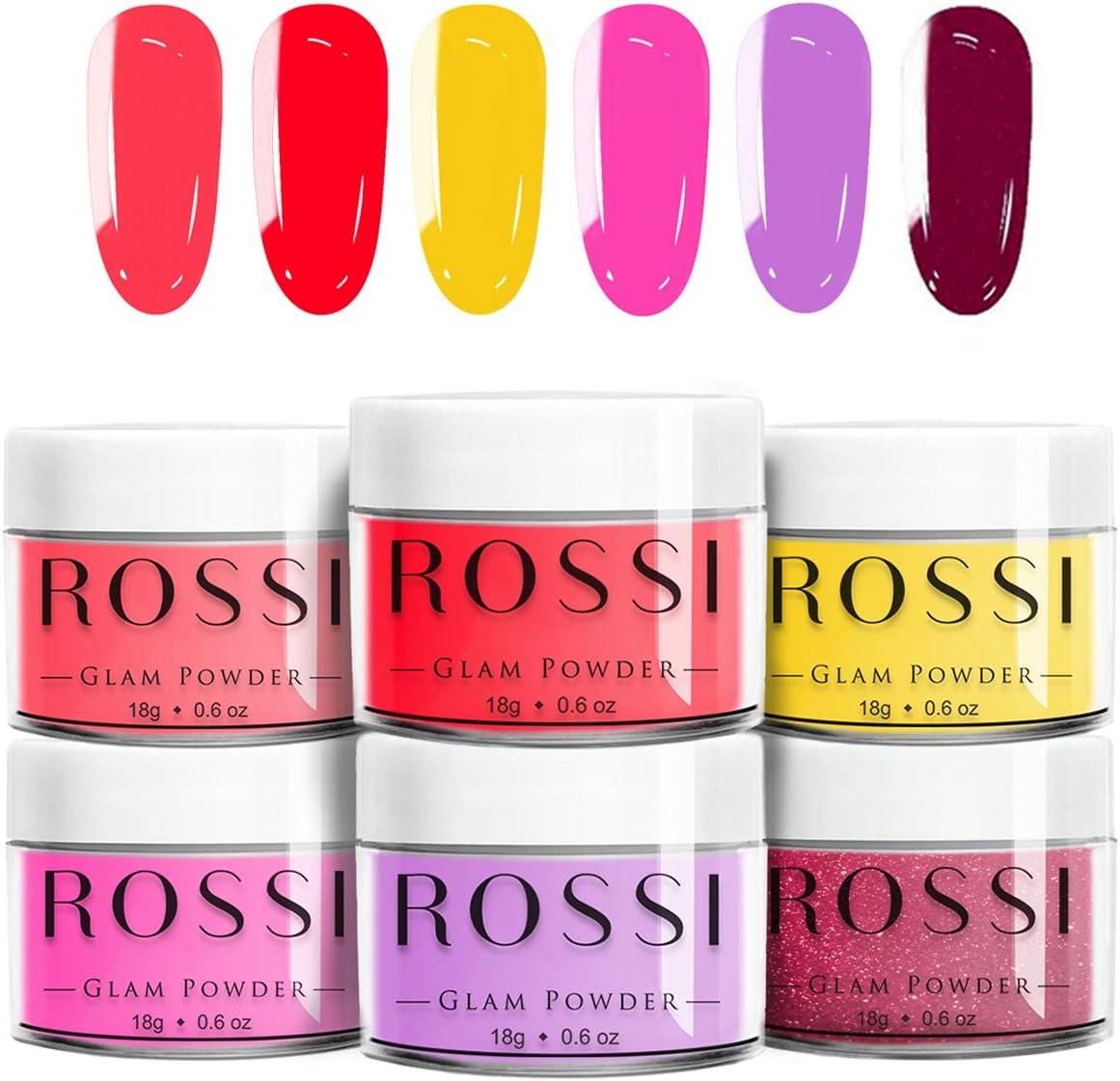 ROSSI Nails Dipping Powder Nails Set 6 Color | 0.6 oz/jar | Easy to Apply | Dip Powder Set, No UV Lamp, Nail Art Manicure… (Beaching All Day Long)