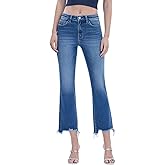 VERVET Women's Bella High Rise Frayed Hem Kick Flare Leg Jeans