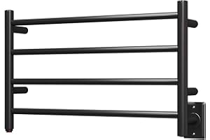 HEATGENE Towel Warmer 4 Bar Towel Dryer Wall-Mounted Plug-in Bath Towel Heater - Matte Black