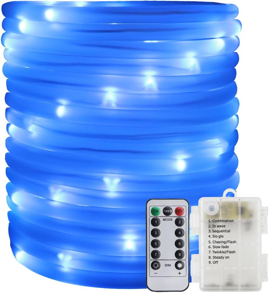 Remote&Timer Battery Powered Rope Lights,ER CHEN 33FT 100 LED Warterproof Indoor&Outdoor