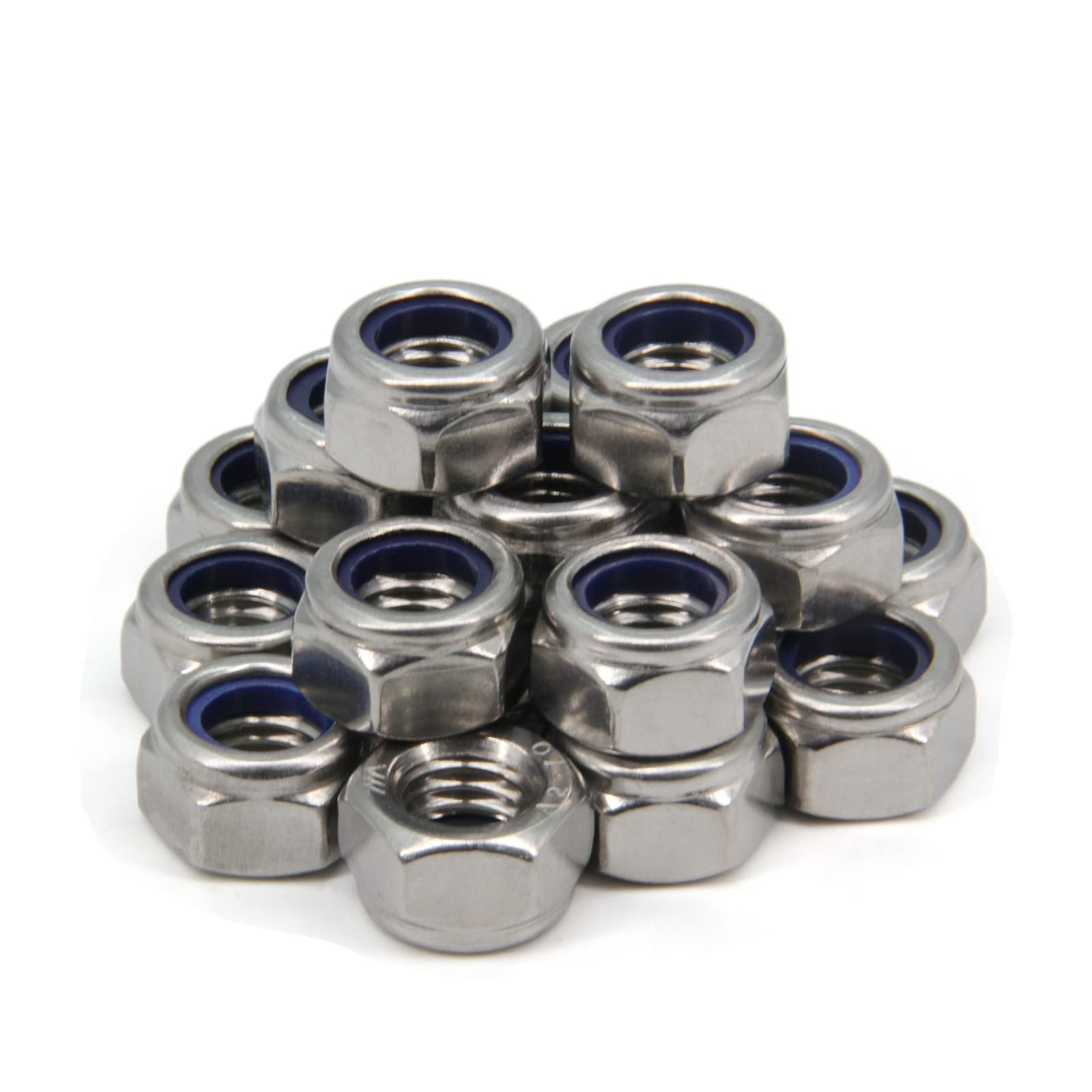 Yeebyee M12 x 1.75mm Pitch 304 Stainless Steel Self-Locking Hex Lock Nuts, Nylon Insert LockNuts Silver Metric Self Clinching Hex Lock Nuts for Hardware Parts, 20pcs/Pack (M12-20pcs)