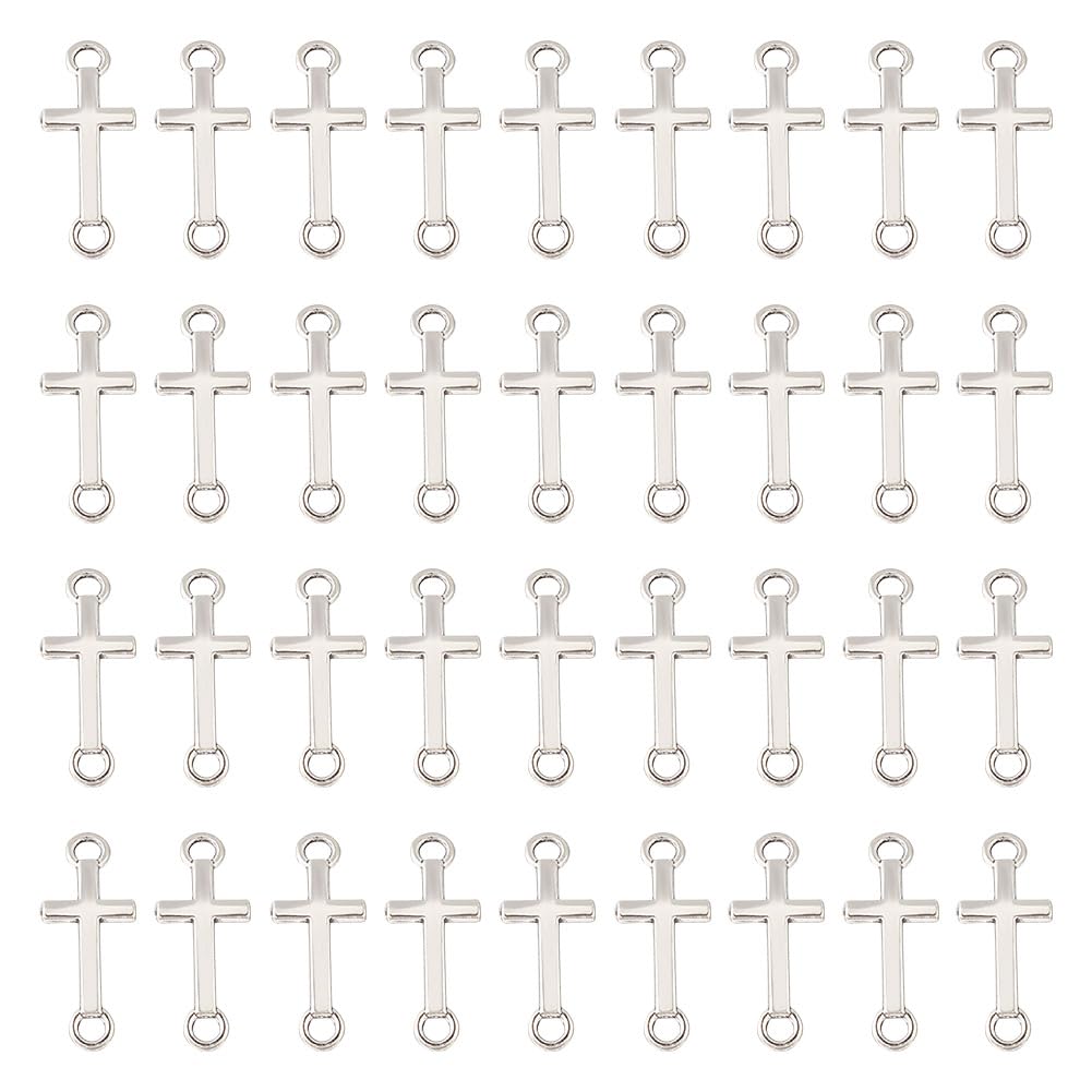 HOBBIESAY 150Pcs Antique Silver Cross Connector Charms 20x8x2mm Double Hole Metal Cross Bracelet Connectors Curved Sideways Cross Pendant Links for Jewelry Bracelet Making Hole: 2mm