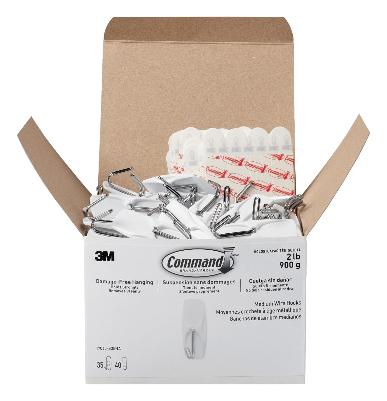 Photo 1 of Command Medium Wire Toggle Hooks, 35 Hooks and 40 Command Strips, Damage-Free Hanging Wall Hooks with Adhesive Strips, No Tools Adhesive Hooks for Hanging, Organization and Storage, Holds up to 2 lb