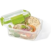STARFRIT Easy Lunch Square Double Sandwich Container - 32oz/946ml - Airtight & Leakproof - 4-Sided Locking Lid