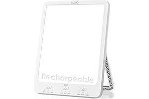 SUXIO Light Therapy Lamps Rechargeable, 10000 Lux Sunlight Lamp with Wake-Up Function, Daylight Lamp with Memory Function, Happy Lamp Use As Lift-Mood, Light Therapy Box for Home/Office