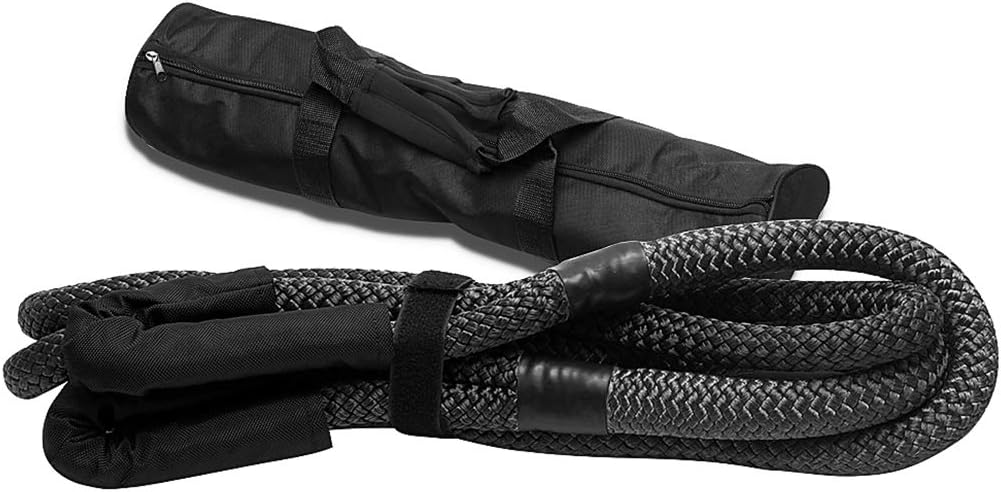 1" X20' Kinetic Recovery Double Nylon Braided Rope with Duffel Bag for 4x4/Off-Roading/Jeep/Car/SUV/ATV (Gray, Breaking Strength 13.6 Tons 30,000 LBs)