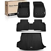 YHTAUTO Floor Mats & Cargo Mat Compatible with 2018-2024 Buick Enclave, TPE Floor Liners All-Weather Protection Custom Fit, 1st & 2nd Row & Trunk Mat, Set of 4 Black