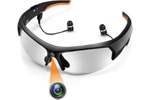 FlyGift Camera Sunglasses Smart Glasses, HD 1080P Glasses with Camera Bluetooth and Earphone, for Outdoor Sports Biking, Fishing, Driving, Hunting, Hiking Shooting(32G Memory Card Included)