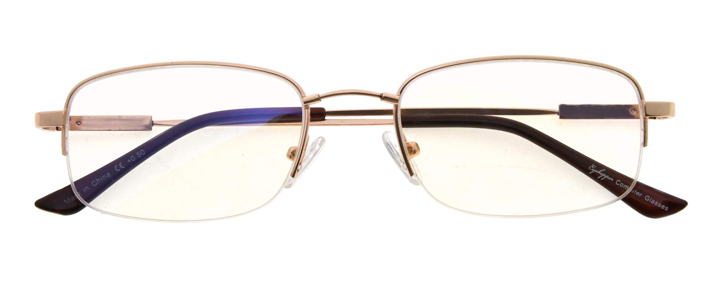 Bendable Memory Titanium,Blue Light Blocking,Half-Rim Computer Reading Glasses(Gold) +2.0 — image 1