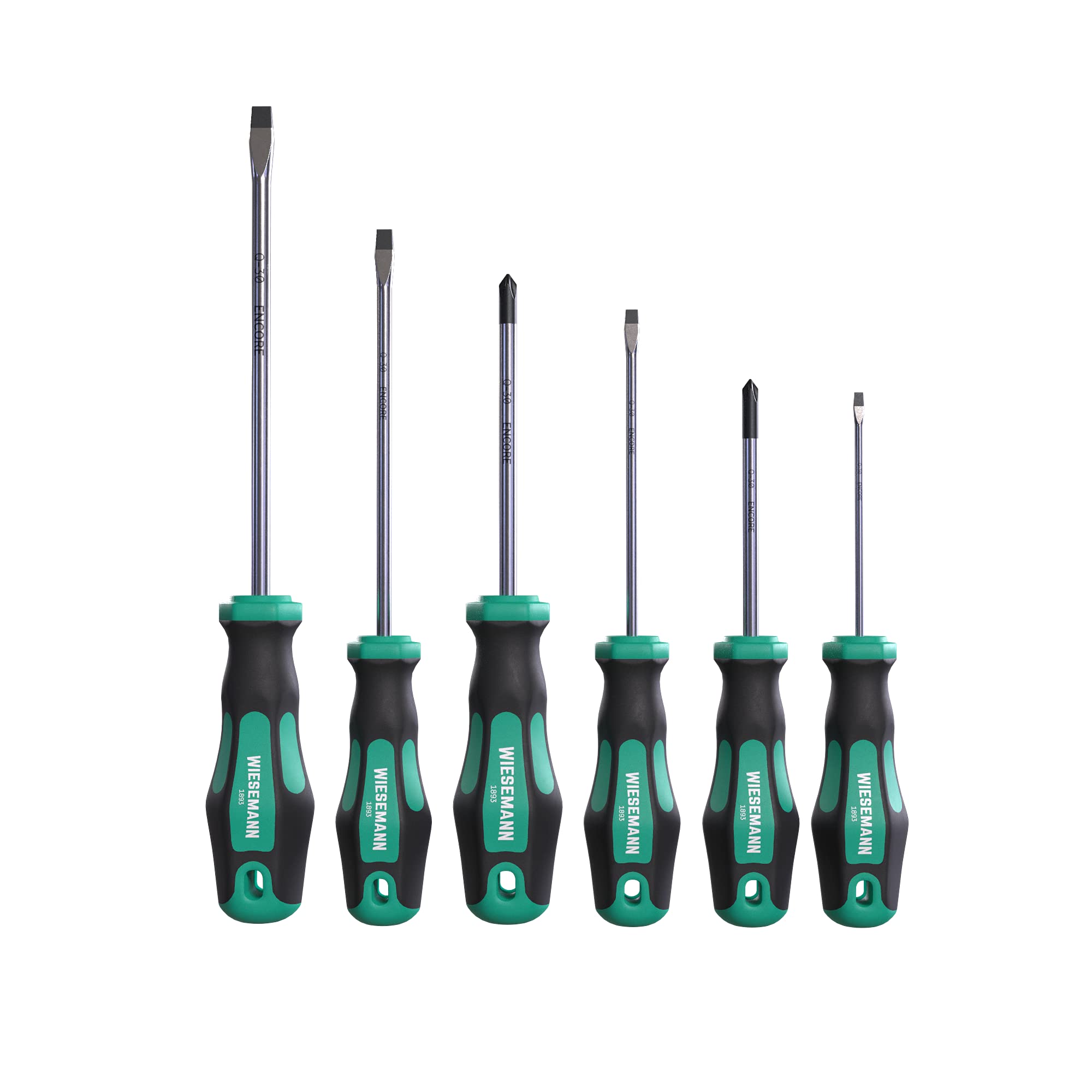 Screwdriver Set 6 pcs. with Ergonomic Handle, Slot & PH by WIESEMANN 1893 I 80454