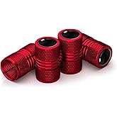 Tire Valve Caps 4 Pack, Valve Stem Caps Covers for Car Truck Bike Motorcycle Accessories, Tire Wheel Spare Parts Air Cap (Red)