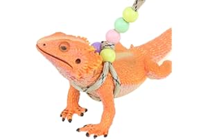 PRANOVO Adjustable Reptile Training Lead Harness Leash Nylon Rope for lizard Crested Gecko Chameleon Guinea Pig ferrets Hamster Rats (Brown)