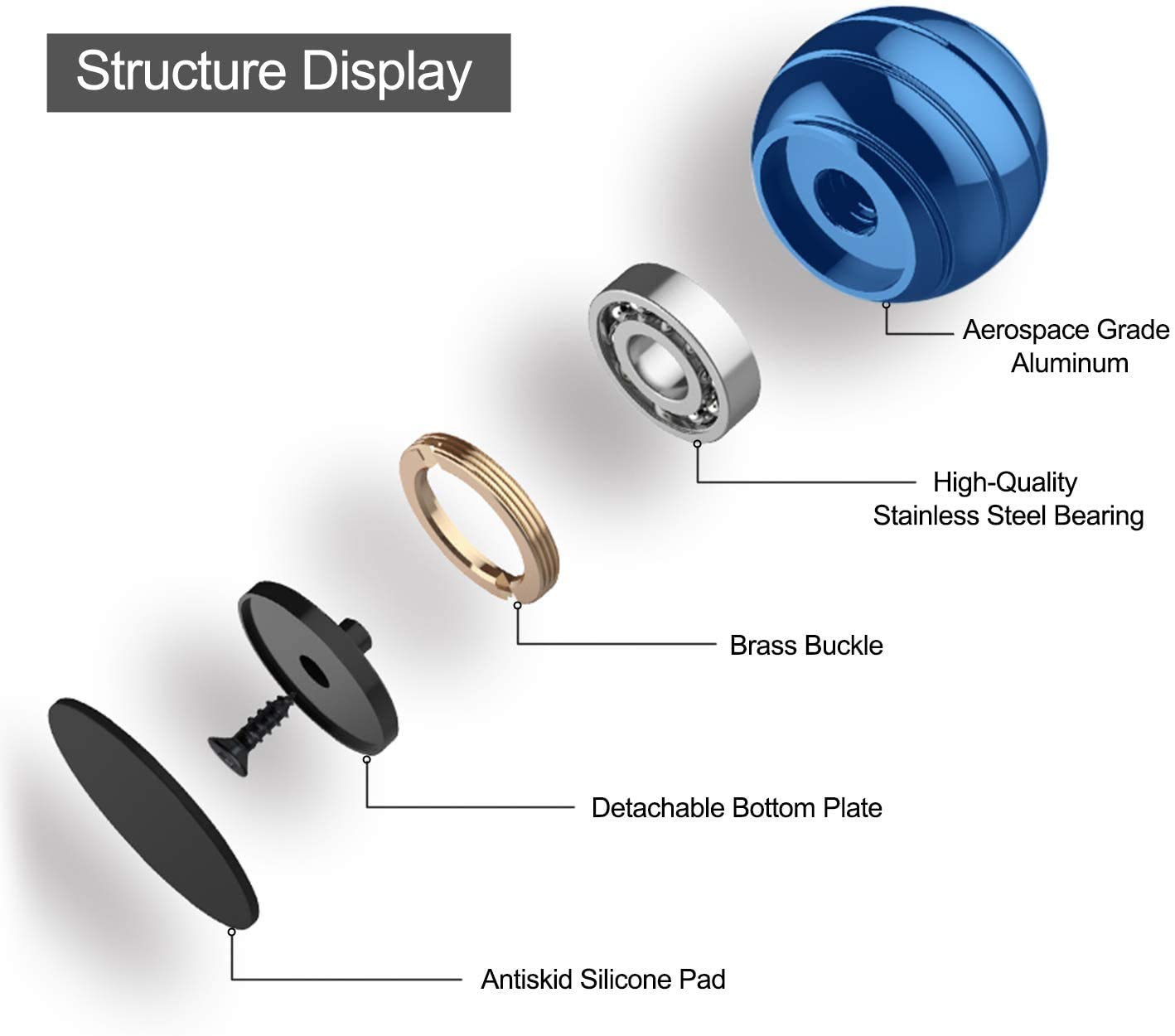 Desk Toys, Kinetic Ball Spinner, Desk Novelty Items, Desk Toys for Office Gifts, Full Body Optical Illusion Spinner Ball, Desk TOU,Gifts for Men,Women,Kids 1.5”Size