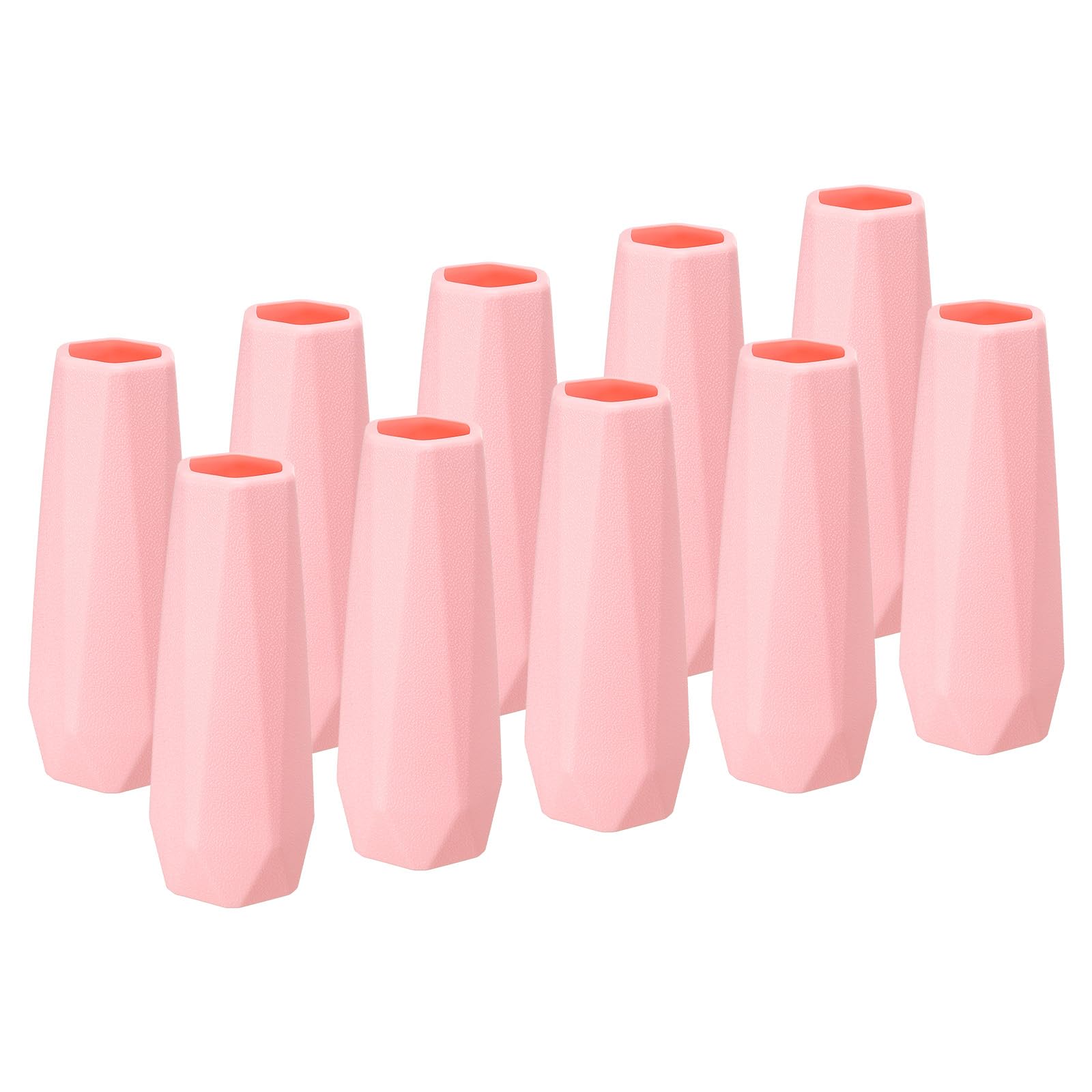 PATIKIL Flower Vase, 10 Pack Plastic Vase Small Tall Floral Vase Unbreakable Bud Vases Ceramic Look Table Centerpieces for Home Room Decor, Pink