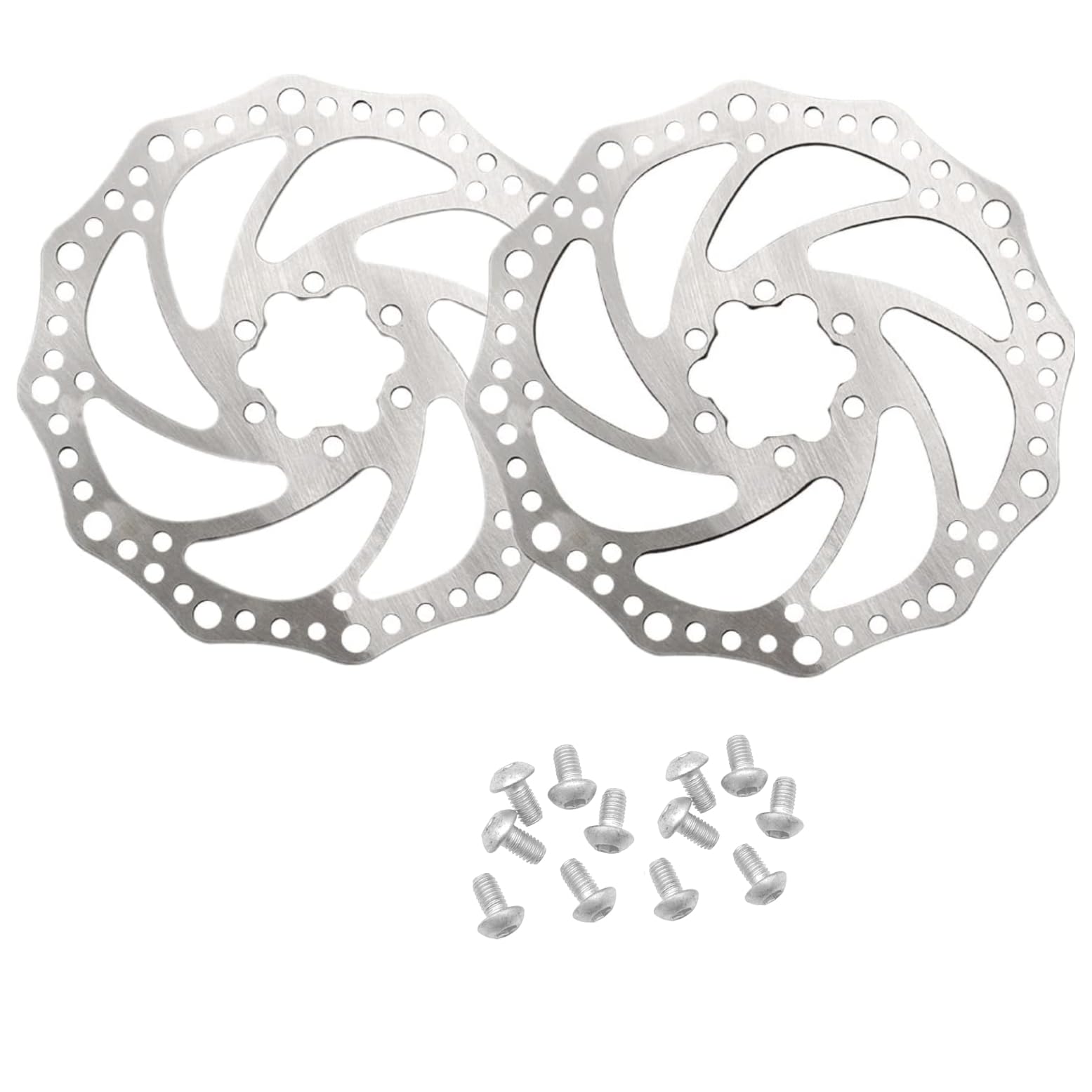 JZK 2 x Disc Brake Rotor with 12 Bolts for Standard Bicycles, Road Bikes, Mountain Bikes, BMX (Silver - 160mm)