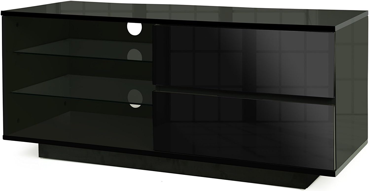 Centurion Gallus Gloss Black with 2-Black Drawers & 3-Shelf 26"-55" LED/LCD/Plasma Cabinet TV Stand, Width: 110cm - Image 4