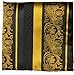 Paul Malone Gold and Black Silk Tie and Pocket Square Red Line