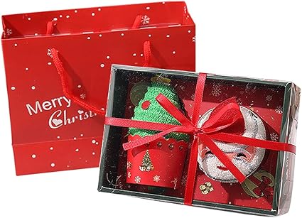 Amazon Pancy プチギフト クリスマス タオル ハンカチ 2個セット クリスマス袋付き 綿100 ハンドタオル レディース ミニタオル ギフト プレゼント 可愛い 誕生日 子供 もふもふ 人気 サンタ ツリー タオルセット ホーム キッチン オンライン通販