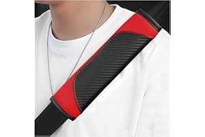 LSKASELUE 2 PCS Car Seat Belt Cover, Carbon Fiber Seatbelt Strap Covers for Protecting Your Neck & Shoulder, Breathable Leath