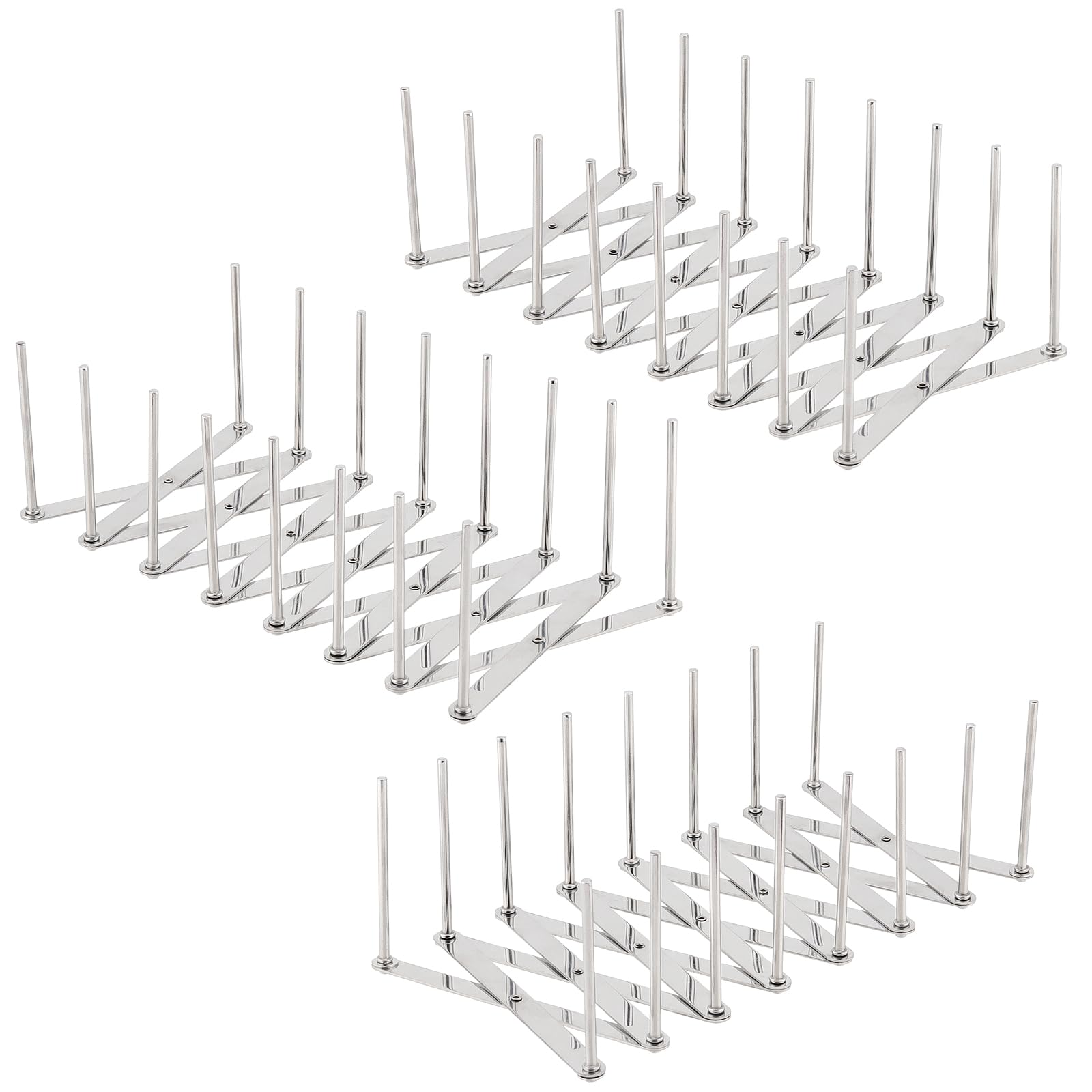 UNGFEI 3 PCS 9 x 7.2 x 13cm Stainless Steel Pot Lid Holder, Dish Plate Drying Rack, Adjustable Pan Lid Organizer for Plates Baking Trays