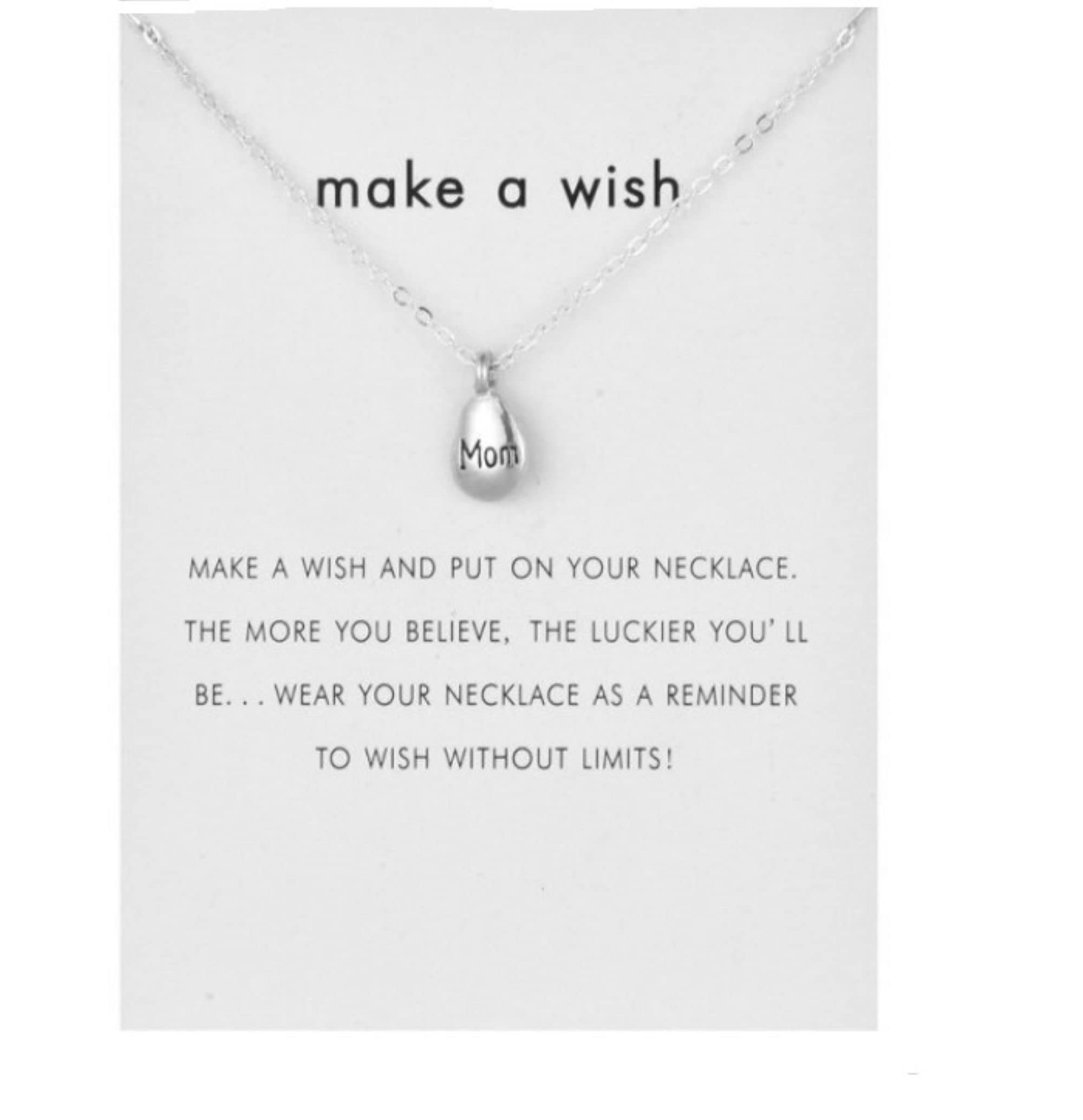 CrownOfRibbons Mums Birthday Necklace, Mom, Mother, Gift Pendant on an Inspirational Card in an Organza Bag